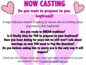 Major TV Network Casting Ladies Who Want to Propose in NYC