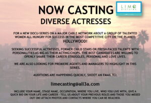New Major Network Show Casting Up and Coming Actresses in L.A.