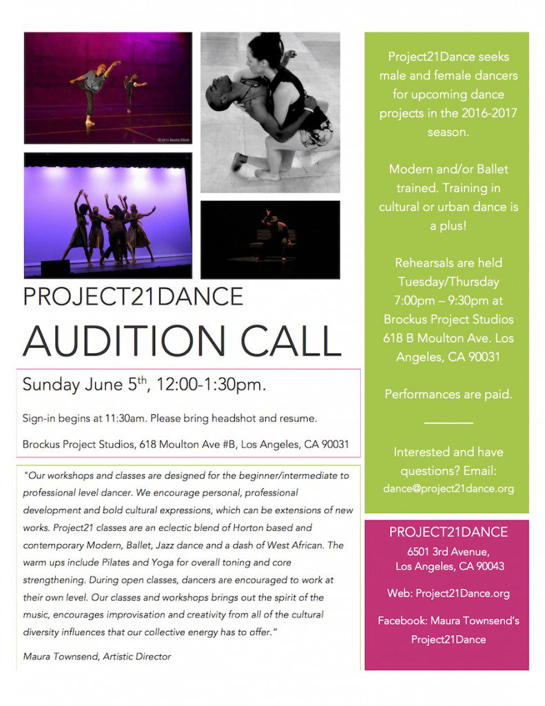 Project21 Dance Company auditions 2016 season