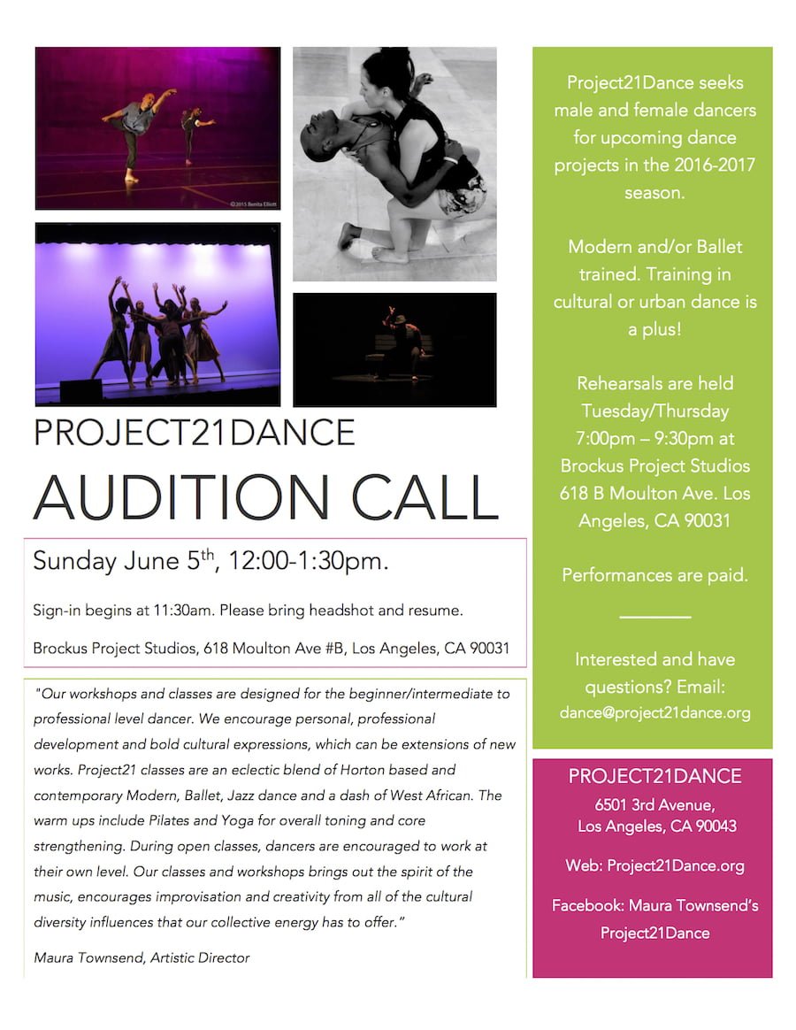 Project21 Dance Company Auditions for Summer 2016 in L.A.