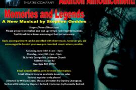"Memories and Legends" audition notice in MD