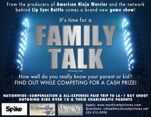 Read more about the article New Spike TV Game Show “Family Talk” Casting L.A. Area Families With Adult Kids