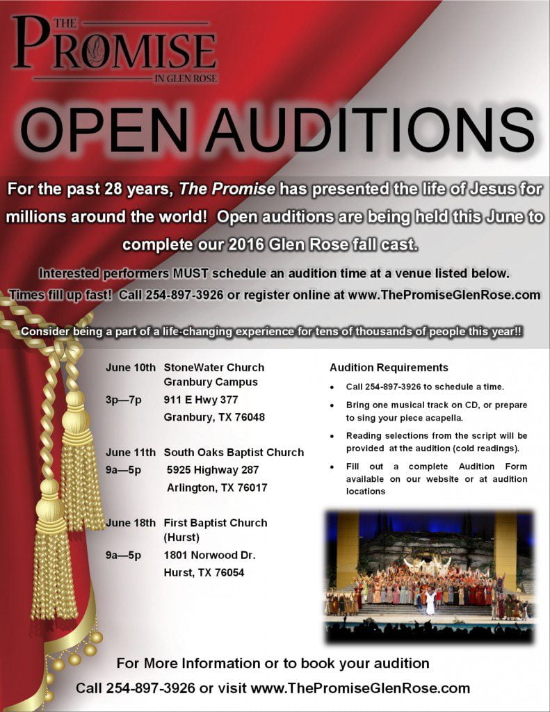 The Promise in Glen Rose auditions