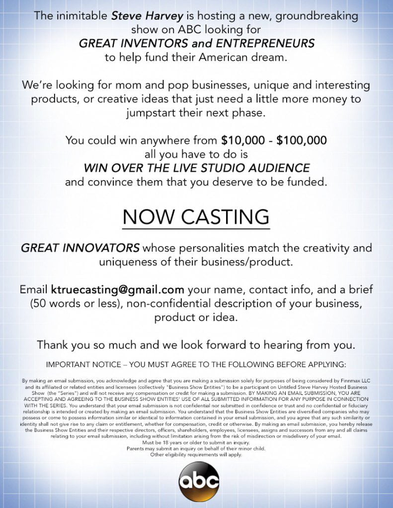Steve Harvey show now casting nationwide