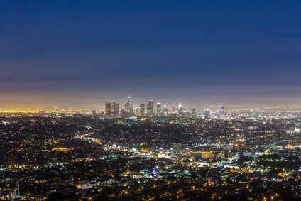 skyline of Los Angeles at night