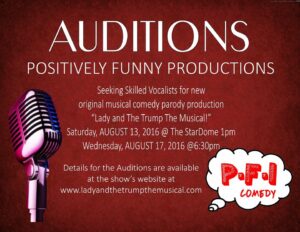 Singer Auditions for Political Comedy “Lady and The Trump” in Birmingham Alabama