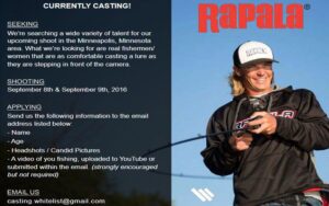 Casting Fishermen / Women for Fishing Lure Commercial in Minneapolis, MN
