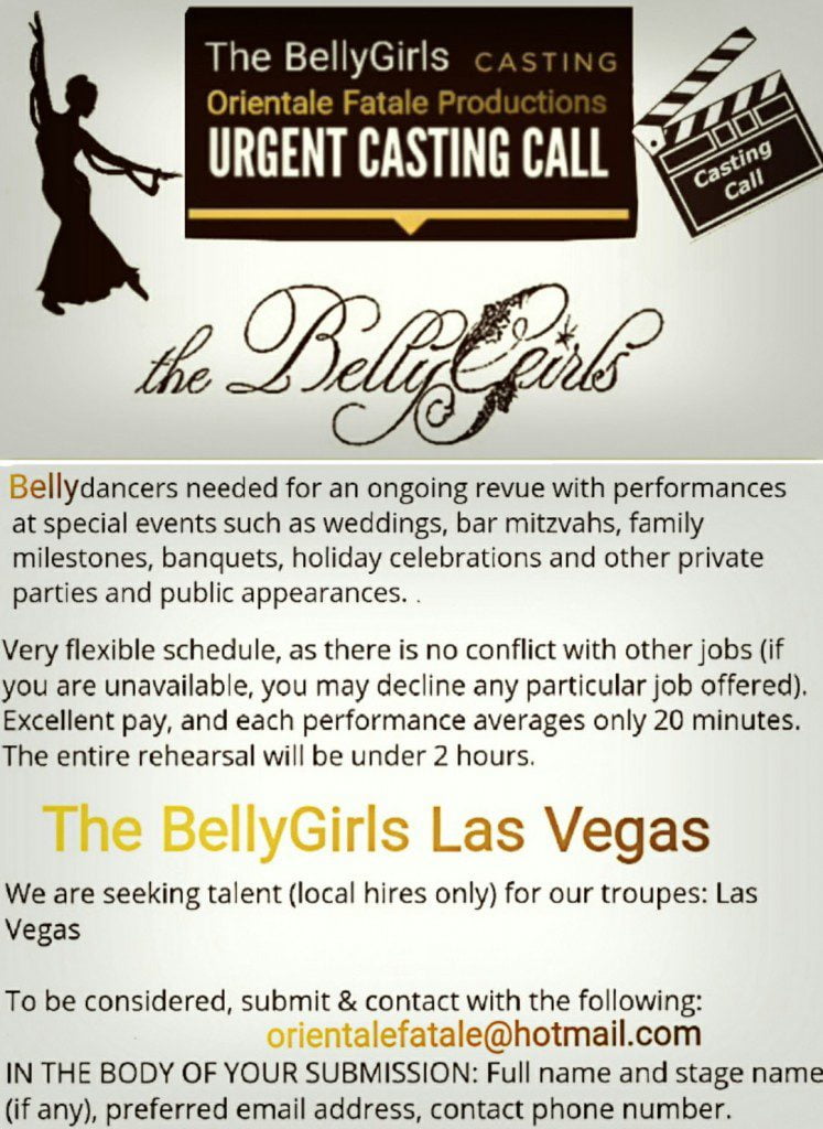 Belly dance auditions Las Vegas