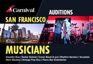 Read more about the article Auditions in San Francisco Bay Area for Carnival Cruises Singers and Musicians