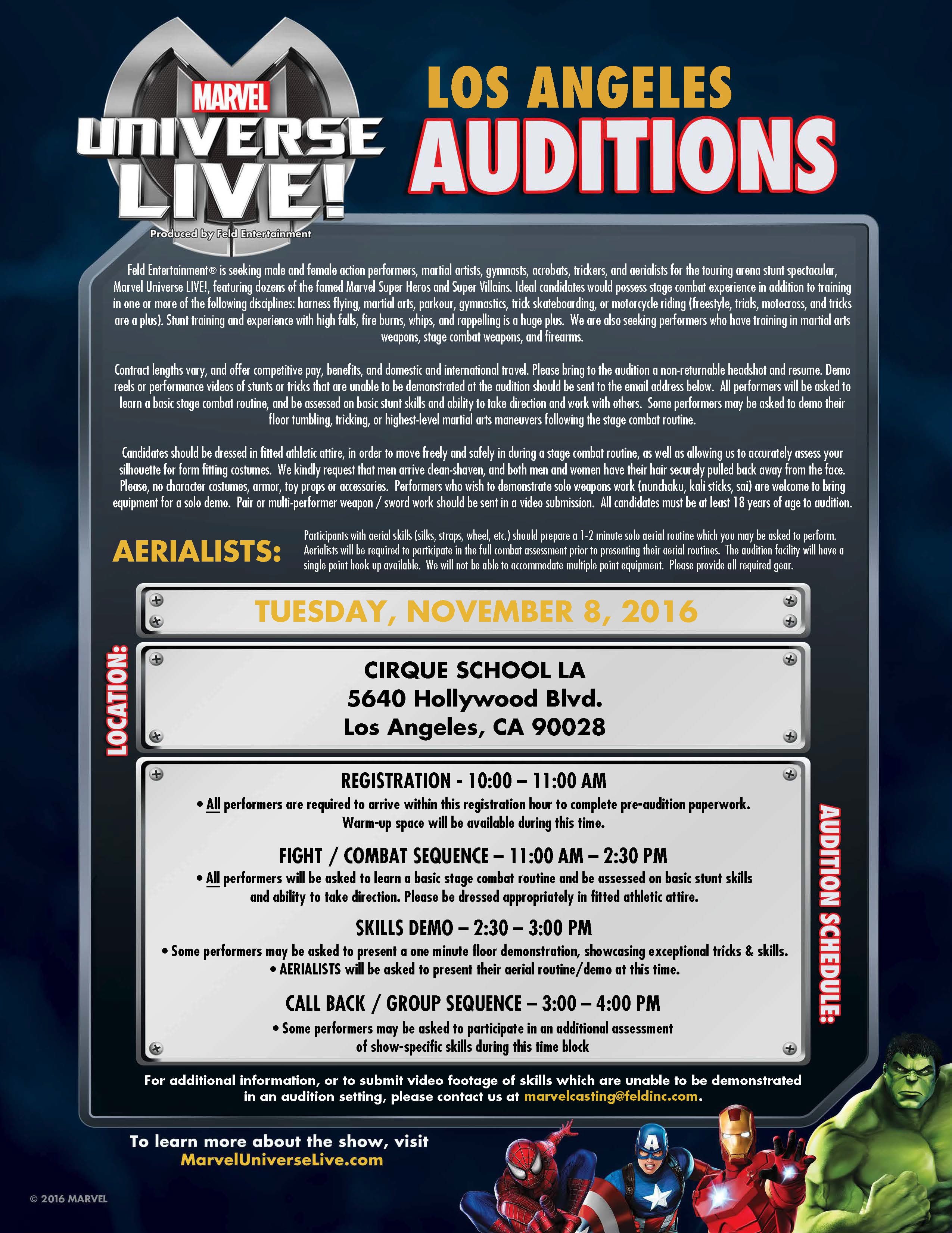 marvelLAauditions Auditions Free