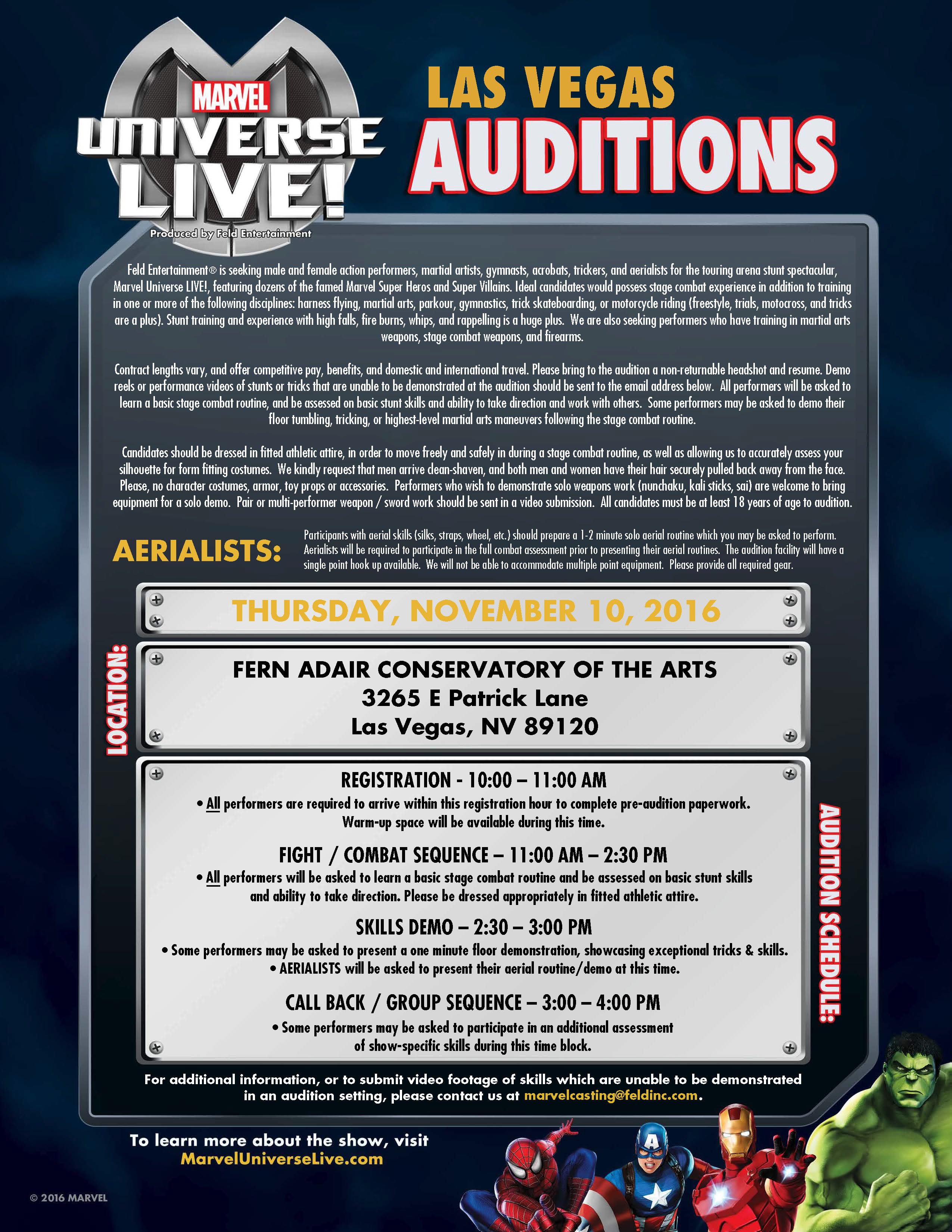 marvel-Las-Vegas | Auditions Free