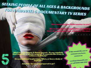 UK Channel 5 Docu-series Casting People Who Love Plastic Surgery