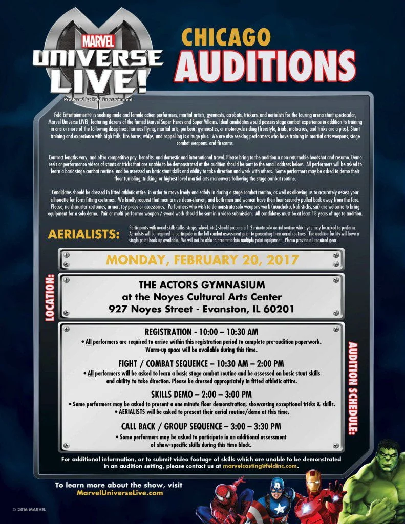 Chicago auditions Marvel