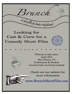 Read more about the article Auditions for Speaking Roles in New Haven CT For Student Film “Brunch”