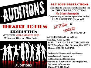 Theater Auditions in Decatur Georgia for ‘No More Strength”