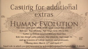 Now Casting Actors for 2 Roles in “Human Evolution Ep. 1” Filming in Charleston, SC