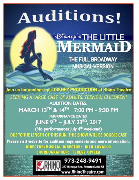 Read more about the article Auditions for Child, Teen and Adult Actors in Pompton Lakes, NJ for “The Little Mermaid”