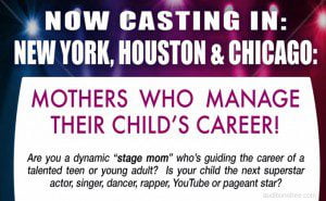 Emmy Winning Producers Now Casting “Momagers” and Their Talented Kids in NY, Houston & Chicago