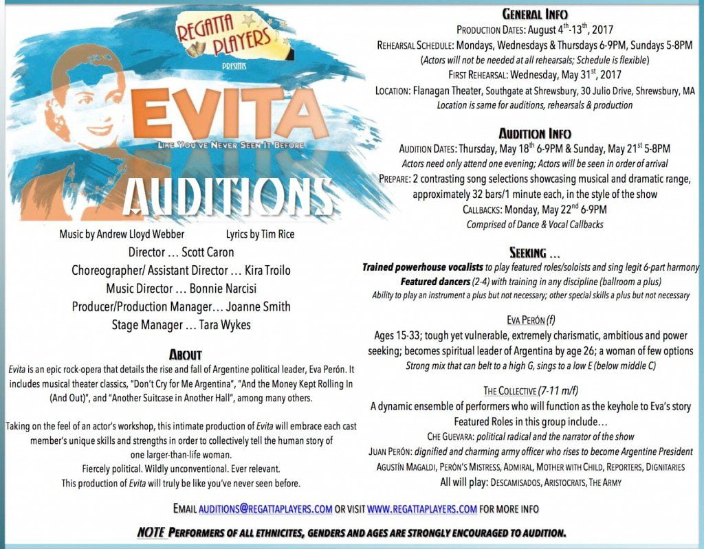 Evita auditions in MA