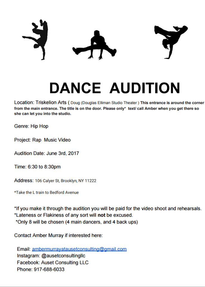 rap and hip hop dancer auditions in NYC