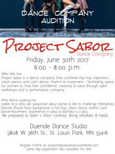 Read more about the article Auditions in Minneapolis, MN for Project Sabor Dance Company