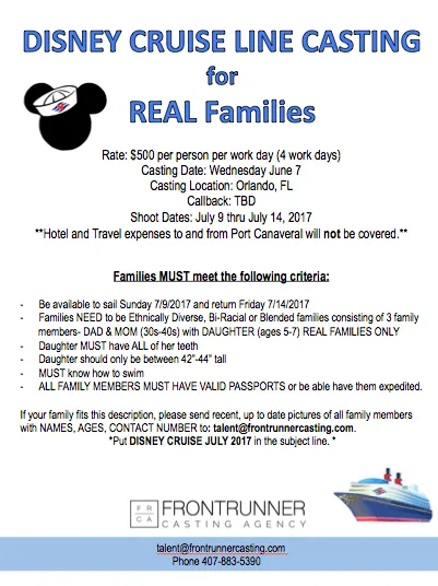kids and family Disney audition