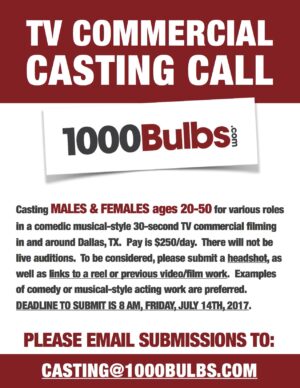 TV Commercial Auditions in Dallas Texas