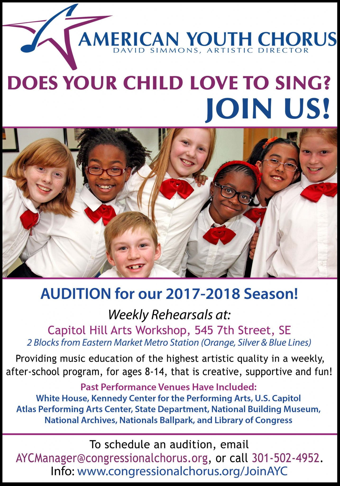 Read more about the article The American Youth Chorus in DC Holding Auditions for Young Singers