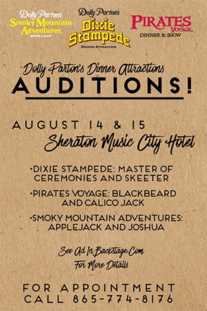 Open Auditions for Dolly Parton Shows in Nashville, TN