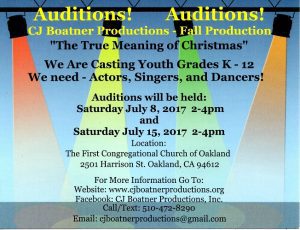 Auditions for Kids in Oakland for Holiday Musical “The True Meaning of Christmas”