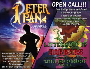 Open Auditions in Allentown PA for Theater Shows “Little Shop of Horrors” & “Peter Pan”