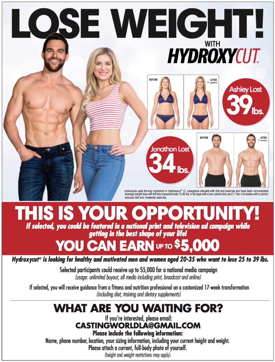 Read more about the article Los Angeles Commercial Casting Call for Hydroxycut TV Commercial