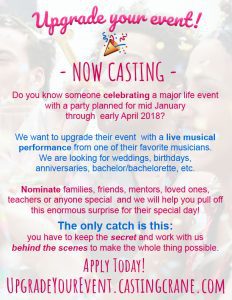 Read more about the article Casting Nationwide for People Who Have an Event They Would Love To Upgrade