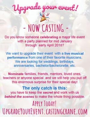 Casting Nationwide for People Who Have an Event They Would Love To Upgrade