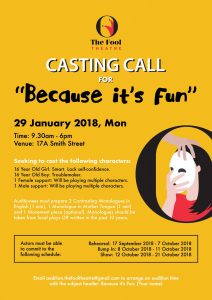 Read more about the article Theater Casting Call in Singapore for Stage Play