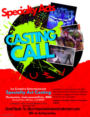 Nashville Theme Park Casting Performers and Specialty Acts
