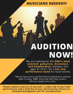 Musician Auditions in Columbia Maryland For New Show Band