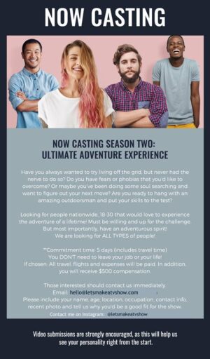 Casting Call for “Ultimate Adventure Experience” Nationwide