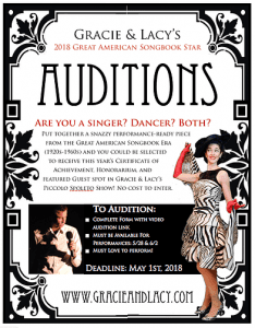 Read more about the article Auditions in Charleston SC for Singers & Dancers to be the Great American Songbook Star