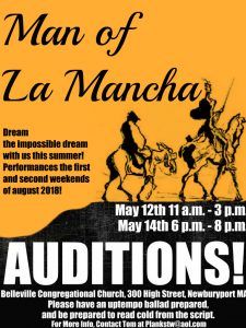 Read more about the article Theater Auditions in Boston Mass. for Production of “Man of La Mancha”