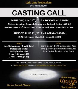 Read more about the article Open Casting Call in Ft. Lauderdale, FL for “A Not So Classic Christmas Carol”