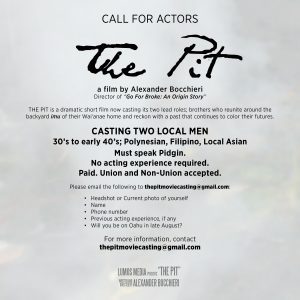 Read more about the article Auditions in Honolulu, HI for Short Film