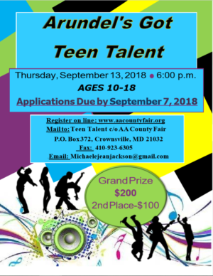 Teen Talent Contest in Maryland for Anne Arundel County Fair