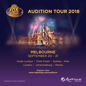 Singer Auditions in Australia for 20th Century Fox World – Melbourne