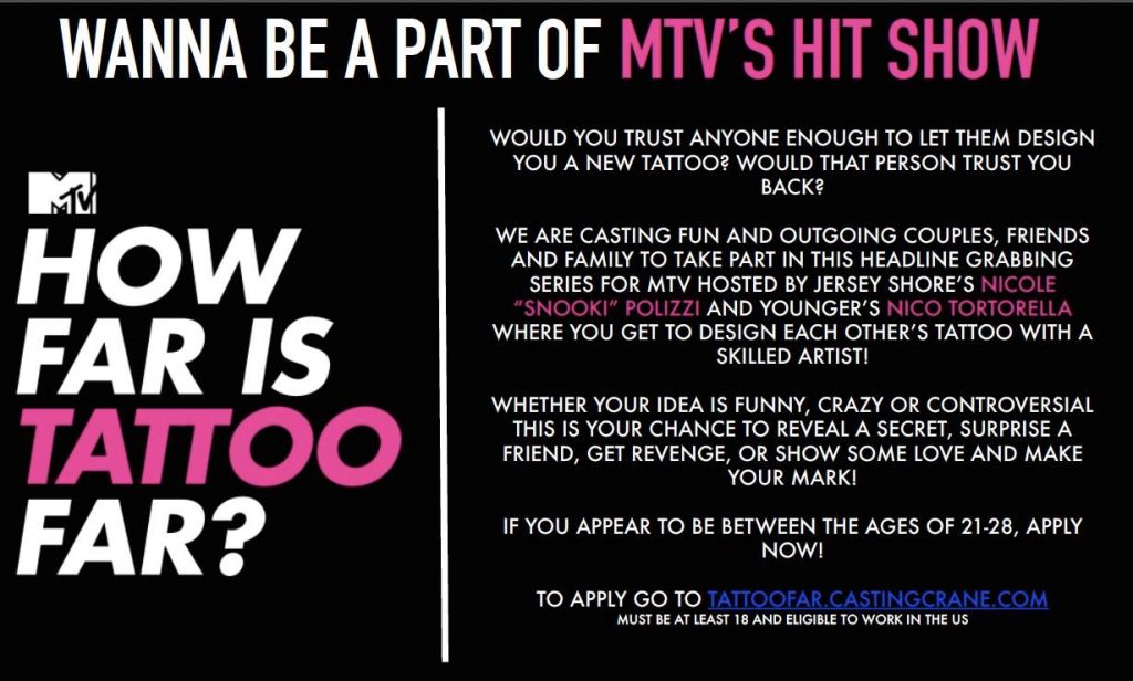 MTV Is Casting For People Open To Getting A Tattoo – Auditions Free