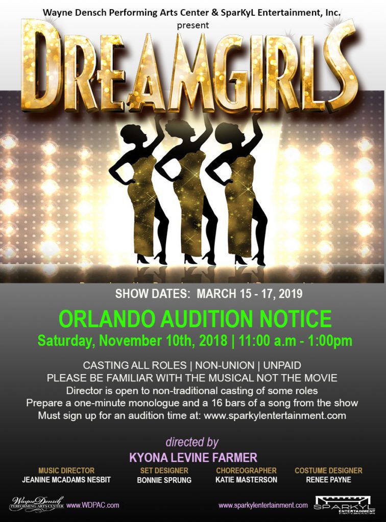 Musical Theater Auditions in Orlando, Florida for “Dream Girls” Musical
