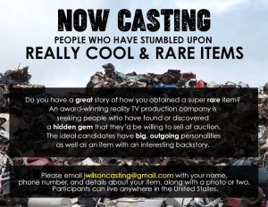 Casting Reality Show – People With Really Cool, Rare Items