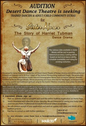 Open Auditions in Austin for Sister Moses: The Story of Harriet Tubman