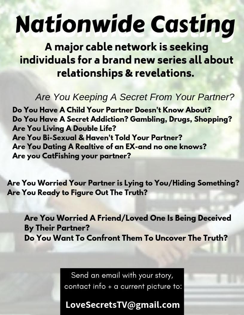 Reality Show Casting People With Secrets They Want To Reveal