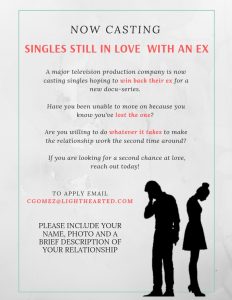 Read more about the article L.A. Casting Cal for Singles in Love With Their Ex